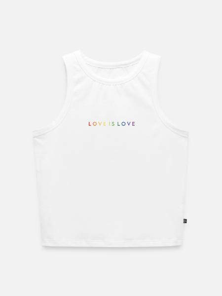 LOVE IS LOVE - Cropped Frauen Organic Tank Top - Weiß