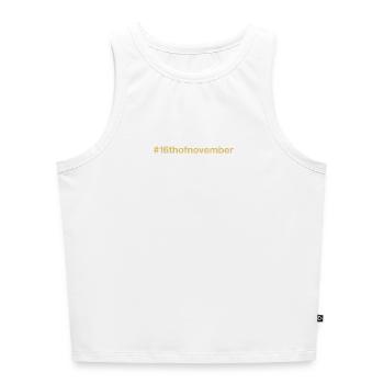 geboren am 16. November Geburtstag birth date - Cropped Frauen Organic Tank Top - Weiß - Vorne - Selfina (174cm)