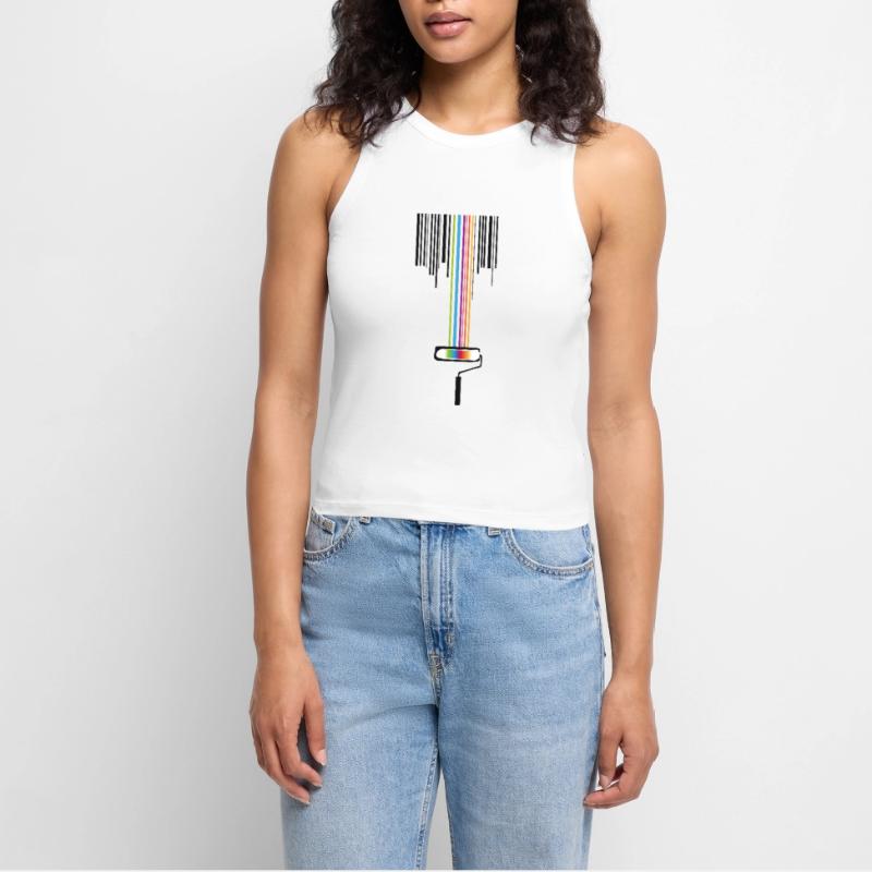 Farbrolle mit Strichcode Cropped Frauen Organic Tank Top