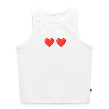 Les cœurs rouges aiment le design - Débardeur cropped femme bio - blanc - Devant - Selfina (174cm)