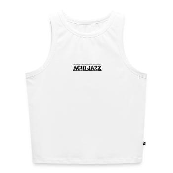 Acid Jazz - Women’s Cropped Organic Tank Top - white - Front - Selfina (174cm)
