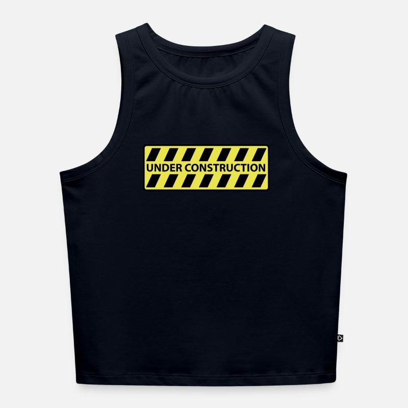 Under Construction - Cropped Frauen Organic Tank Top - Navy