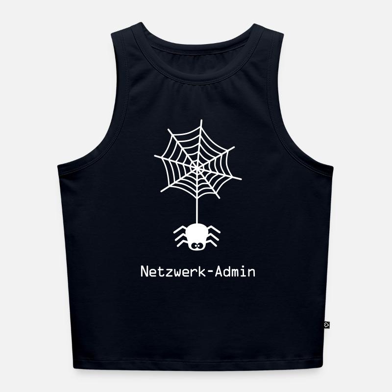 Spider Web Network Nerd Admin Administrator - Women’s Cropped Organic Tank Top - navy