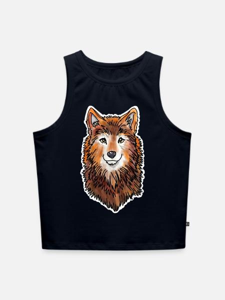 Wolfskopf (Braunes Fell) - Cropped Frauen Organic Tank Top - Navy