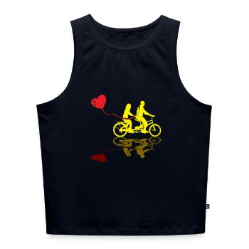 Hochzeitsgeschenk Fahrrad Tandem Geschenk - Cropped Frauen Organic Tank Top - Navy - Vorne - Selfina (174cm)