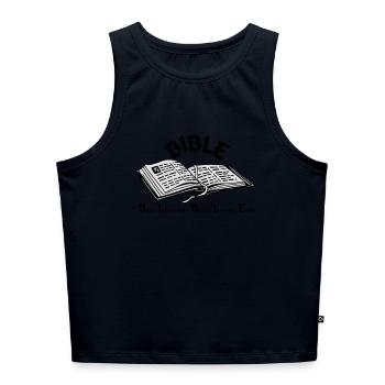 Bibel - Cropped Frauen Organic Tank Top - Navy - Vorne - Selfina (174cm)