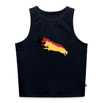 altdeutscher schäferhund - Cropped Frauen Organic Tank Top - Navy - Vorne - Selfina (174cm)