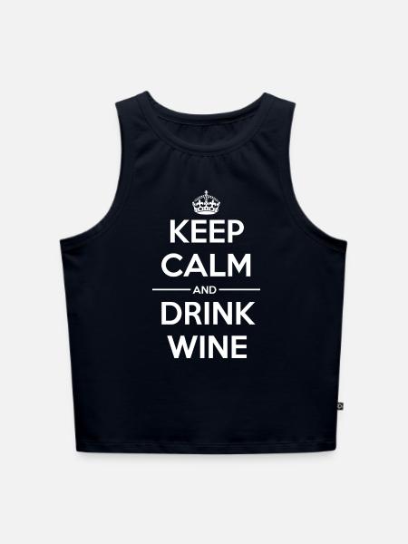 Drinks Keep calm Wine - Cropped Frauen Organic Tank Top - Navy