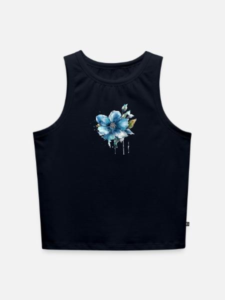 Blaue Blüte - Cropped Frauen Organic Tank Top - Navy