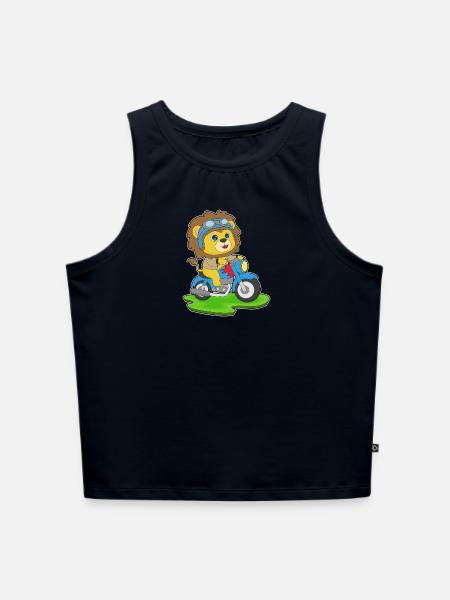 Löwe Motorrad - Cropped Frauen Organic Tank Top - Navy