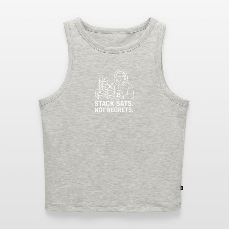 Conception de sweat à capuche Bitcoin – Stack Sats. Pas de regrets. Débardeur cropped femme bio