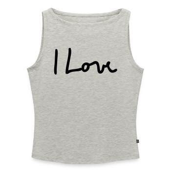 i love - Débardeur femme à encolure bateau bio - gris chiné - Devant - Selfina (174cm)