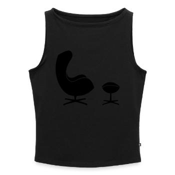 Ei Stuhl von Arne Jacobsen - Frauen Organic Tank Top mit U-Boot-Ausschnitt - Grau meliert - Vorne - Selfina (174cm)