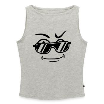 Cool Kerl Sonnenbrille Typ grinsen - Frauen Organic Tank Top mit U-Boot-Ausschnitt - Grau meliert - Vorne - Selfina (174cm)