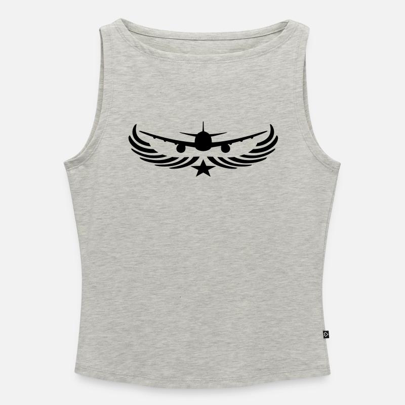 star emblem front front plane fly pilot machine ju - Women’s Organic Boat Neck Tank Top - heather grey