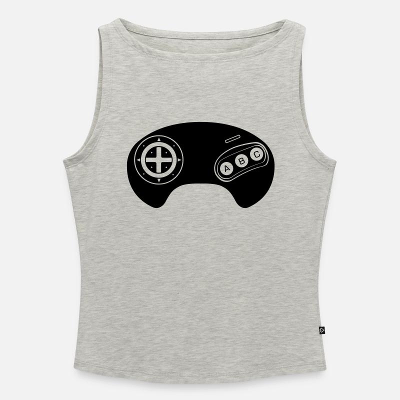 Mega Retro Controller - Frauen Organic Tank Top mit U-Boot-Ausschnitt - Grau meliert