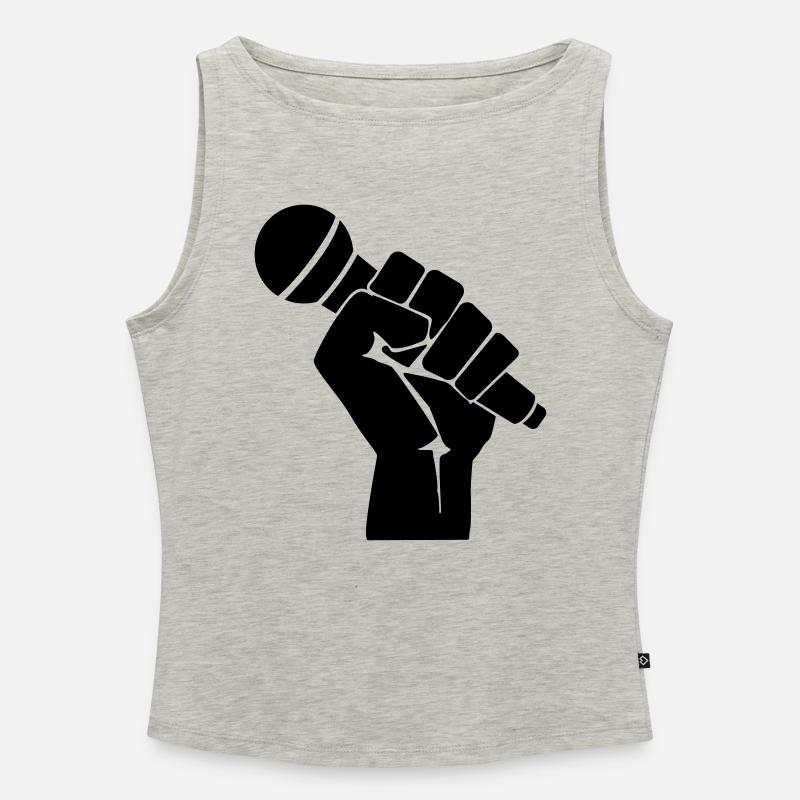 Faust mit Mikrofon - Frauen Organic Tank Top mit U-Boot-Ausschnitt - Grau meliert