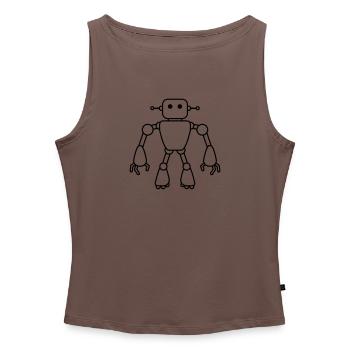 Robot Man - Débardeur femme à encolure bateau bio - gris chiné - Devant - Selfina (174cm)