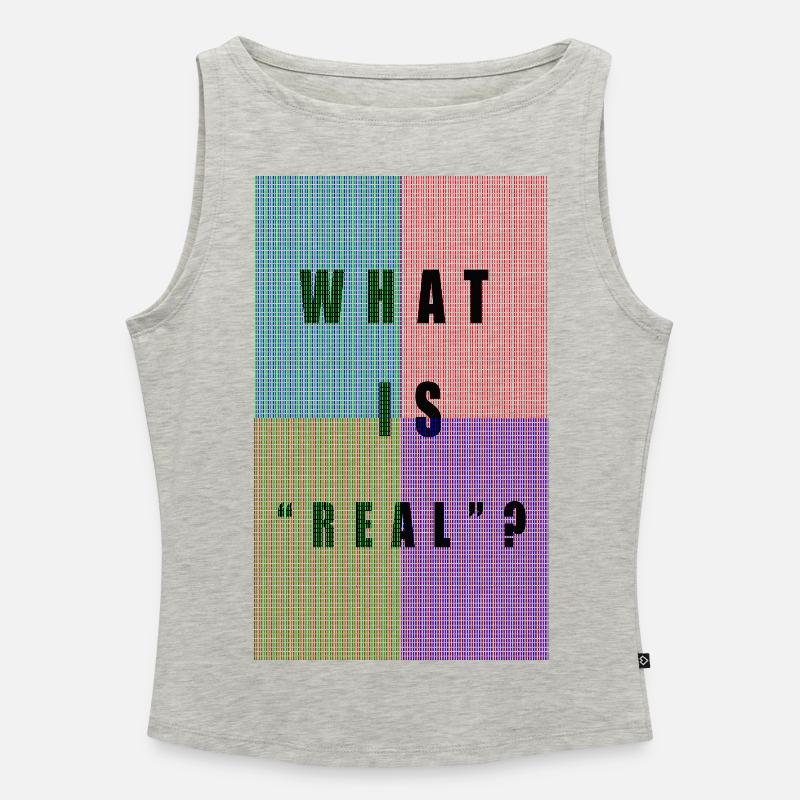 PIXELS "WAS IST REAL?" - Frauen Organic Tank Top mit U-Boot-Ausschnitt - Grau meliert