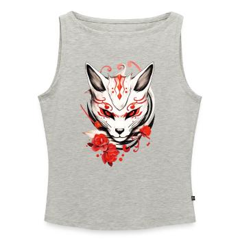 Kumiho Masque De Renard Japon Kitsune Samouraï Anime - Débardeur femme à encolure bateau bio - gris chiné - Devant - Selfina (174cm)