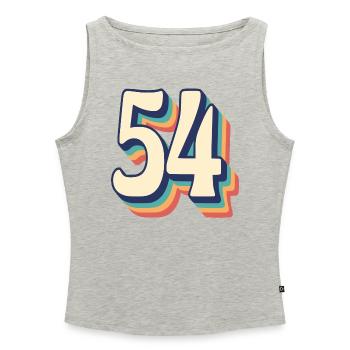 Vintage Retro T-Shirt Nummer 54 Vierundfünfzig - Frauen Organic Tank Top mit U-Boot-Ausschnitt - Grau meliert - Vorne - Selfina (174cm)