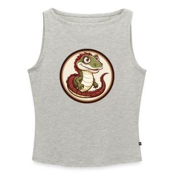 Basilisk Bunte Kawaii Cartoon Figur Clipart - Frauen Organic Tank Top mit U-Boot-Ausschnitt - Grau meliert - Vorne - Selfina (174cm)