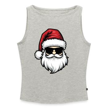 Santa with cool Sunglasses Funny Christmas Xmas - Women’s Organic Boat Neck Tank Top - heather grey - Front - Selfina (174cm)