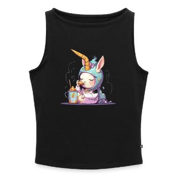 Rêve nue de licorne câline - Débardeur femme à encolure bateau bio - gris chiné - Devant - Selfina (174cm)