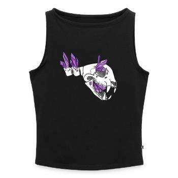 Crystal Skull - Felidae (by Leni Riosa) - Women’s Organic Boat Neck Tank Top - heather grey - Front - Selfina (174cm)