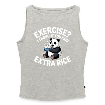 Blague sur le panda au riz - Débardeur femme à encolure bateau bio - gris chiné - Devant - Selfina (174cm)