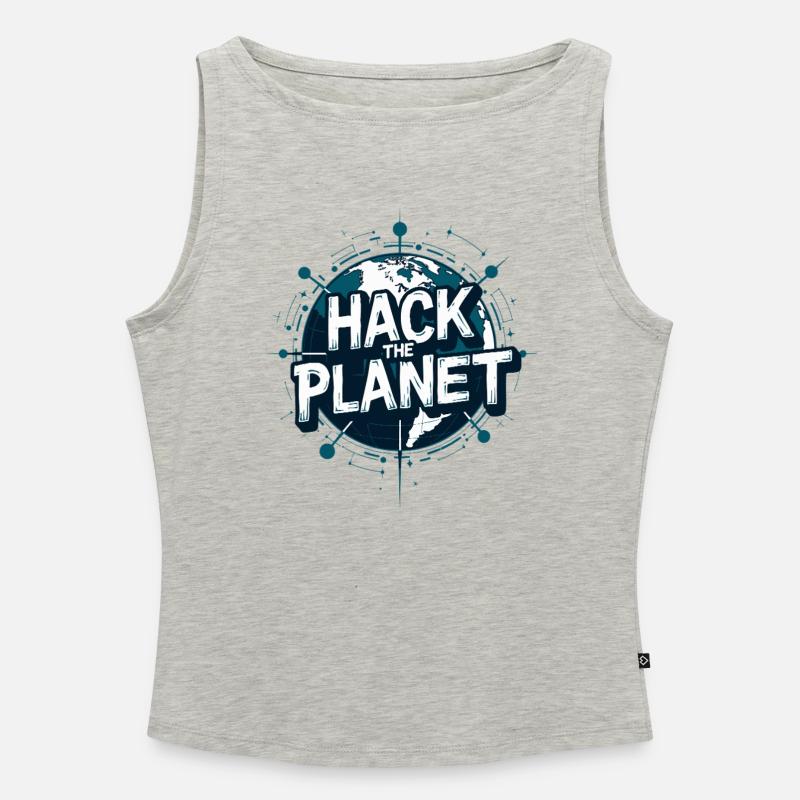Globe Hack Motif – Planetary Techstyle - Women’s Organic Boat Neck Tank Top - heather grey