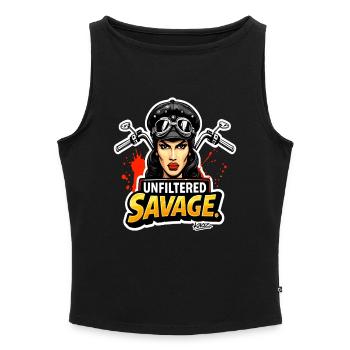 Art sauvage et sauvage non filtré - Débardeur femme à encolure bateau bio - gris chiné - Devant - Selfina (174cm)