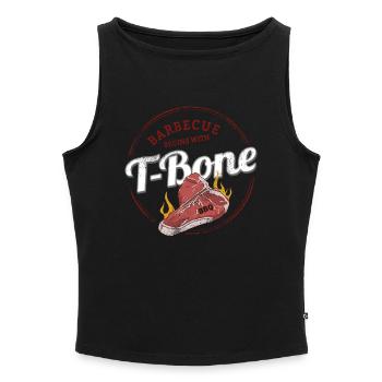 T-Bone-Steak Barbecue Rindfleisch BBQ Design - Frauen Organic Tank Top mit U-Boot-Ausschnitt - Grau meliert - Vorne - Selfina (174cm)
