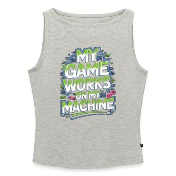 Game Developer My Game Works On Game Programmer - Women’s Organic Boat Neck Tank Top - heather grey - Front - Selfina (174cm)