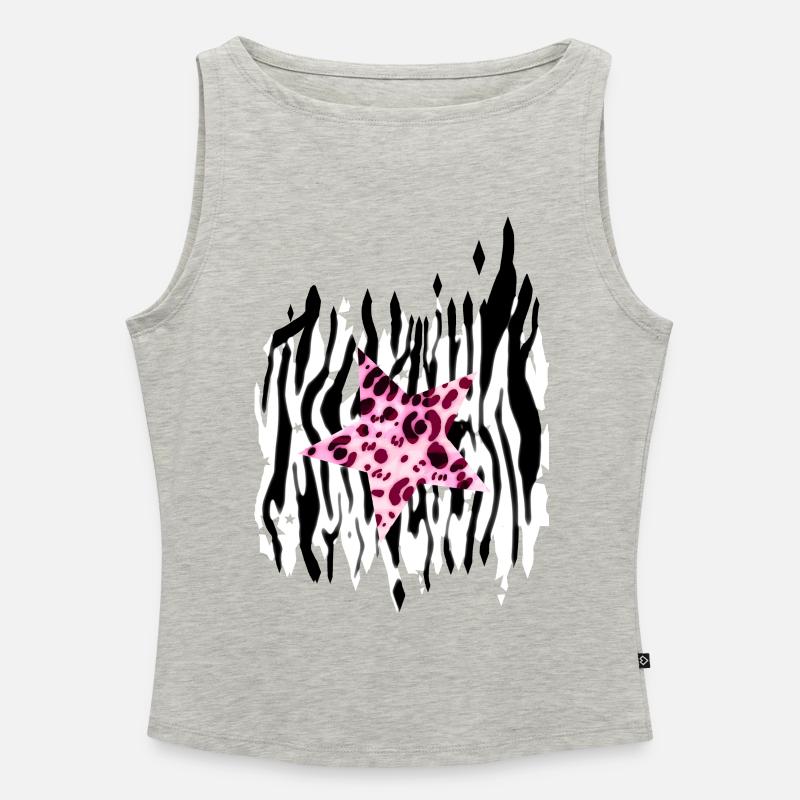 Y2k aesthic zebra and pink leopard patterns - Women’s Organic Boat Neck Tank Top - heather grey