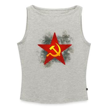 Sowjet roten Stern-Emblem - Frauen Organic Tank Top mit U-Boot-Ausschnitt - Grau meliert - Vorne - Selfina (174cm)