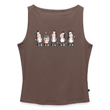 Funny Zebras - Zebra - Women’s Organic Boat Neck Tank Top - heather grey - Front - Selfina (174cm)