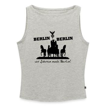 Berlin Berlin wir fahren nach Berlin ( - Débardeur femme à encolure bateau bio - gris chiné - Devant - Selfina (174cm)