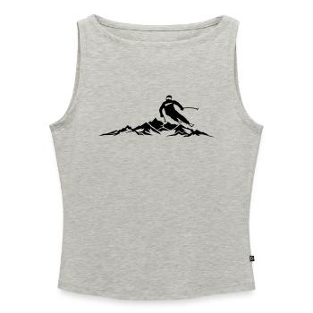 Winter - Skifahrer Berge Sport 2018 - Frauen Organic Tank Top mit U-Boot-Ausschnitt - Grau meliert - Vorne - Selfina (174cm)