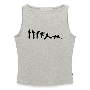 Drunk evolution - Frauen Organic Tank Top mit U-Boot-Ausschnitt - Grau meliert - Vorne - Selfina (174cm)