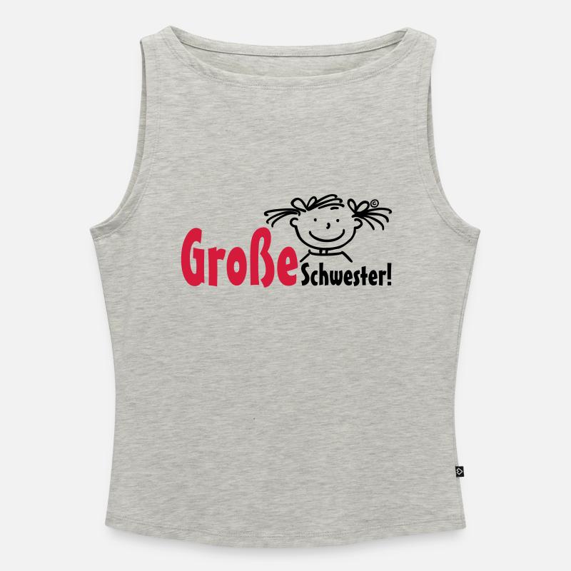 Große Schwester - Frauen Organic Tank Top mit U-Boot-Ausschnitt - Grau meliert