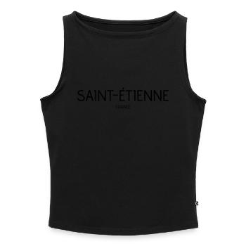 Saint Etienne - Débardeur femme à encolure bateau bio - gris chiné - Devant - Selfina (174cm)