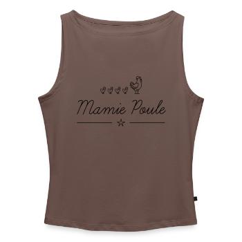 Mamie poule - Débardeur femme à encolure bateau bio - gris chiné - Devant - Selfina (174cm)