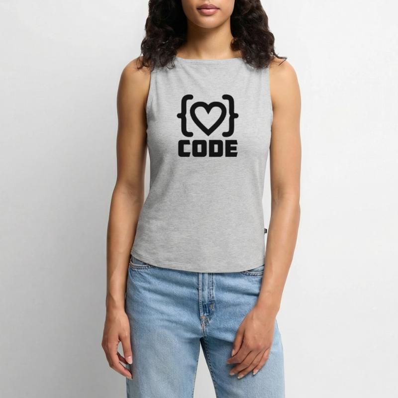 Heart programmer code logo with text CODE Women’s Organic Boat Neck Tank Top