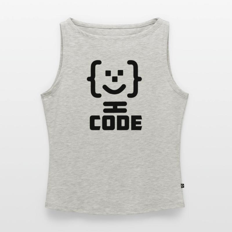 Logo du code du programmeur principal avec texte CODE Débardeur femme à encolure bateau bio