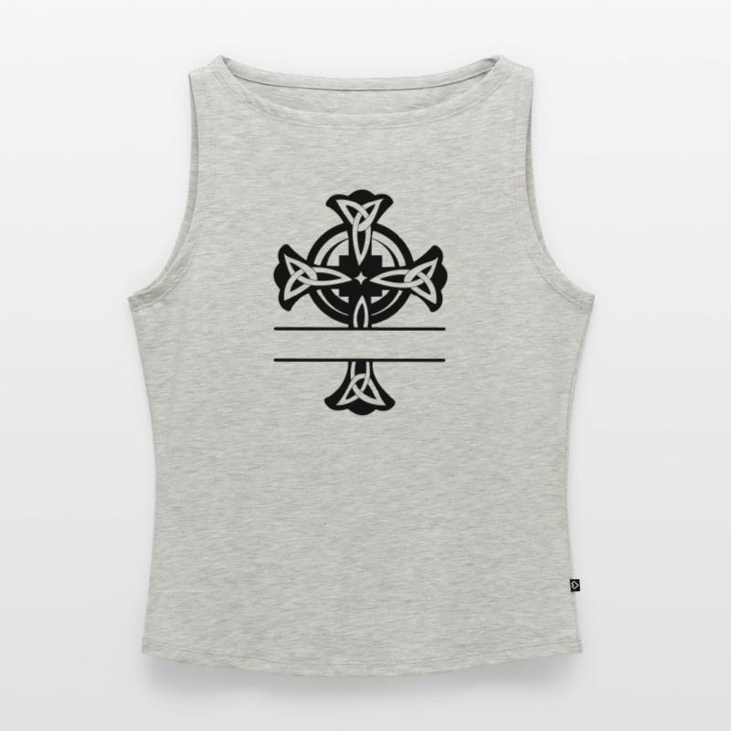 Keltisches Kreuz Logo oder Monogramm Frauen Organic Tank Top mit U-Boot-Ausschnitt