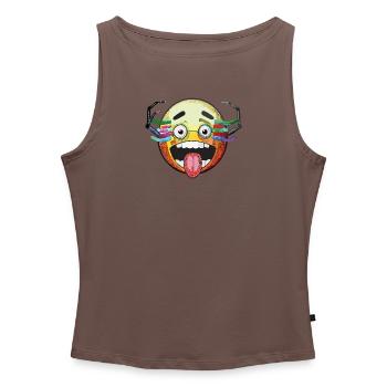 Triple Moji - Women’s Organic Boat Neck Tank Top - heather grey - Front - Selfina (174cm)