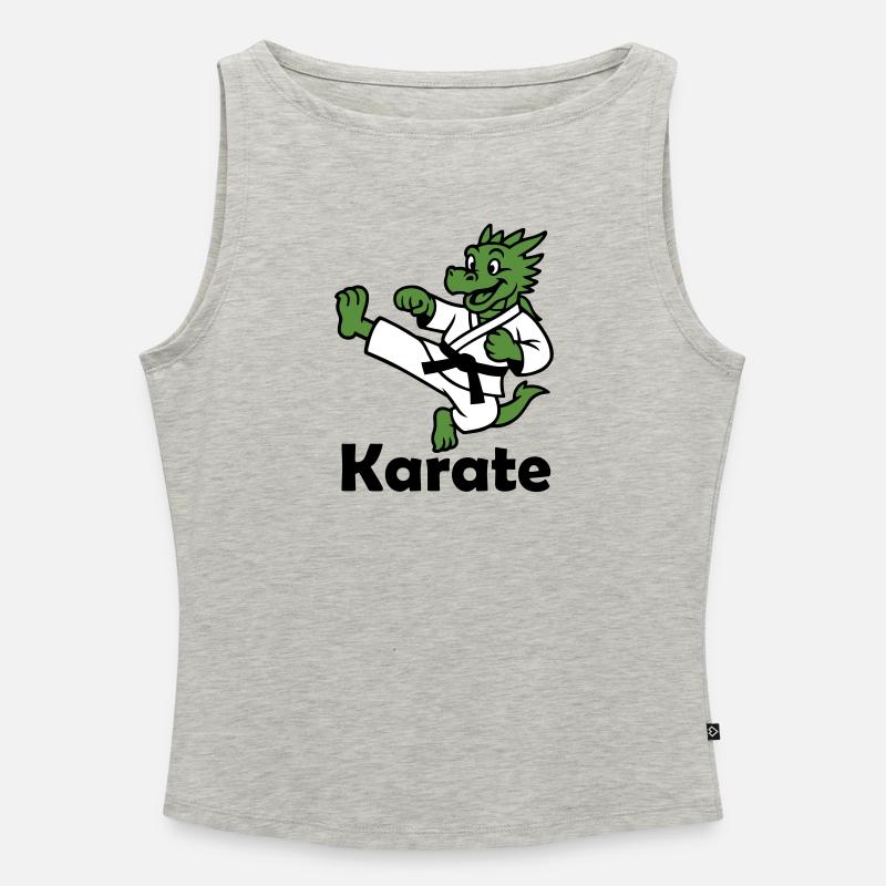Karate Drache - Frauen Organic Tank Top mit U-Boot-Ausschnitt - Grau meliert