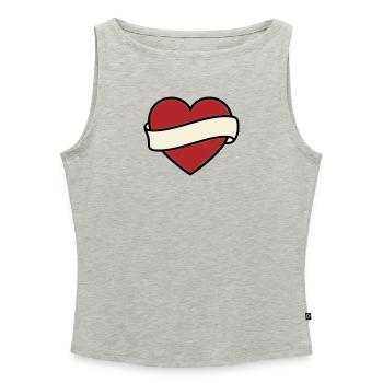 Tattoo Heart Banner Scroll Vector - Women’s Organic Boat Neck Tank Top - heather grey - Front - Selfina (174cm)