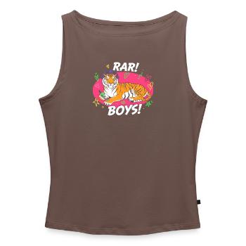 Tiger Lounge RAR BOYS! - Frauen Organic Tank Top mit U-Boot-Ausschnitt - Grau meliert - Vorne - Selfina (174cm)